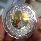 純銀鑲純金月餅、銀包金月餅批發(fā)定制