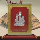 年年有余純銀屏風擺件