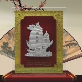 豎式一帆風順純銀屏風